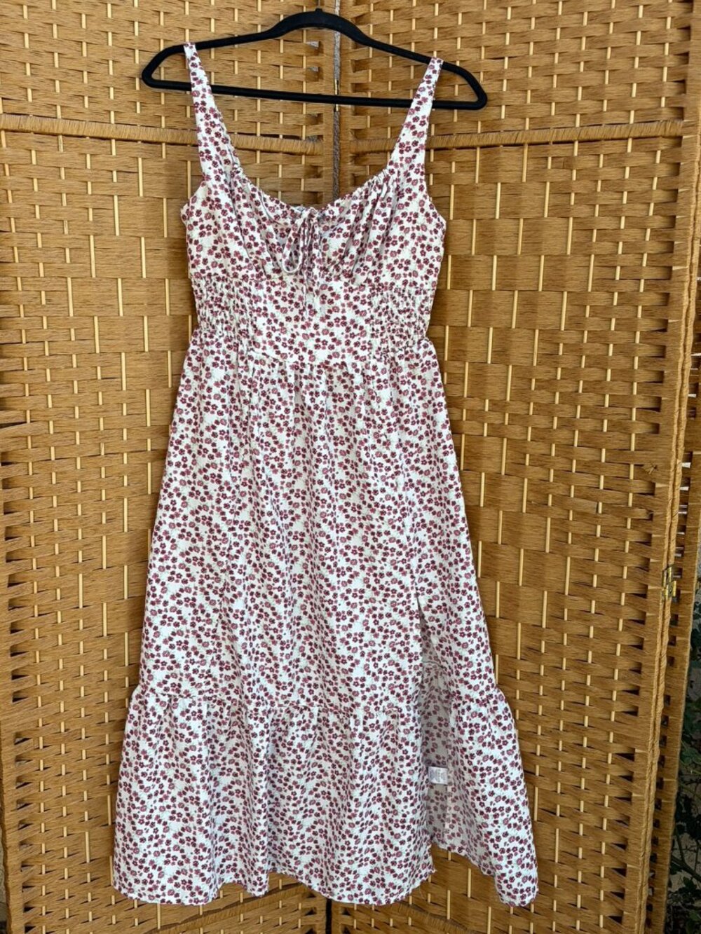 Cottagecore Milkmaid Floral Smocked Maxi Dress Romantic Countryside Prairie M